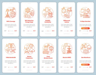 Mobil uygulama sayfa vektör şablonunda 5g teknolojileri