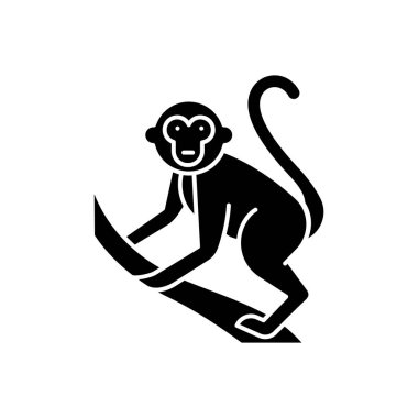 Liana kabartma ikonunda maymun. Tropik taşra hayvanı, memeli. Açıl