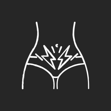 Kramp tebeşir ikonu. Adet gören karın ağrısı. Adet öncesi sendromu