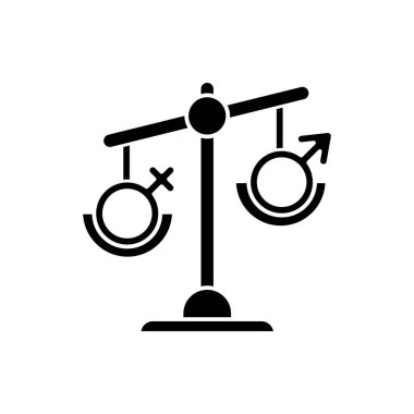 Hormone imbalance glyph icon. Female and male gender sign on sca