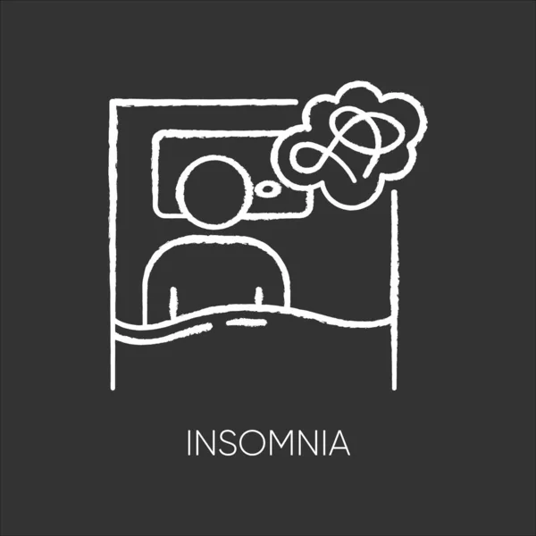 Insomnia chalk icon. Sleep deprivation. Person awake. Sleeplessn — Stok Vektör