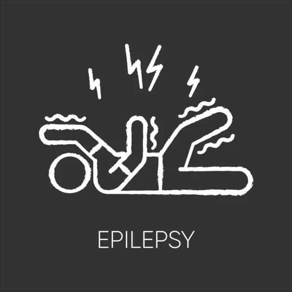 Ícone de giz de epilepsia. Convulsão convulsiva. Agitação e tremor. Movimento. —  Vetores de Stock