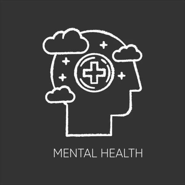 Icono de tiza de salud mental. Bienestar emocional. Tratamiento y desventajas — Vector de stock