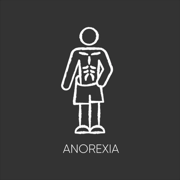 Anorexia chalk icon. Eating disorder. Underweight body mass. Anx — Stock Vector