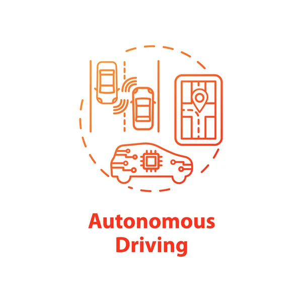 Icono de concepto de conducción autónoma. Un coche inteligente. Vehículos no tripulados ide — Vector de stock