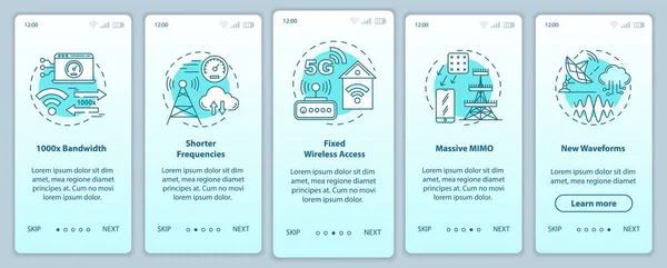 5g Technologien onboarding mobile app page screen vektor templat — Stockvektor