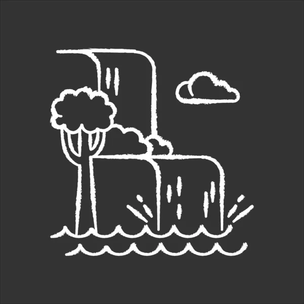 Waterfall landscape chalk icon. Vacation to Indonesia. Hidden tr