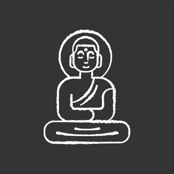 Buddha statue chalk icon. Sitting meditation in lotus pose. Symb — Stock Vector