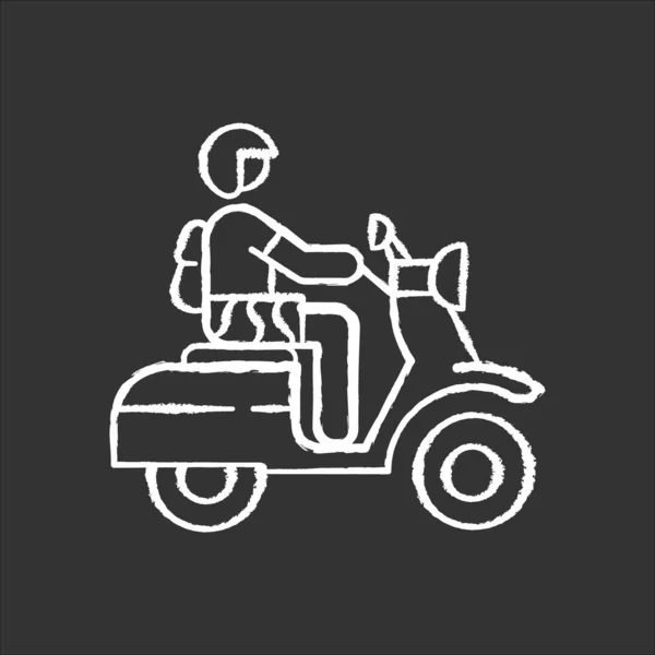 Motorbike chalk icon. Scooter driver in Bali. Crossing Indonesia — Stock Vector