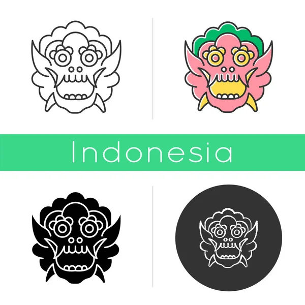 Индонезийский значок маски. Балийский дракон. Культура и традиции — стоковый вектор