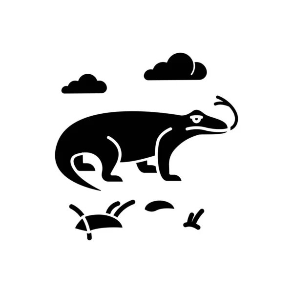 Icona del glifo drago di Komodo. Animali tropicali di campagna. Indonesiano i — Vettoriale Stock