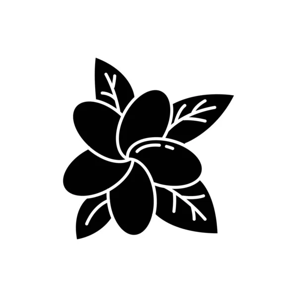 Plumeria glyph icon. Exotic region flowers. Flora of Indonesian — Stock Vector