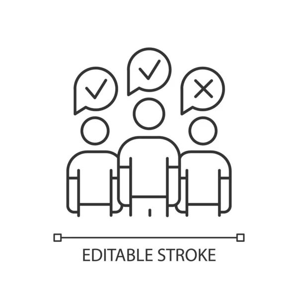 Icono lineal de encuesta comunitaria. Cuestionario administrado . — Vector de stock