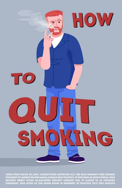 Hoe te stoppen met roken poster vector template. Nicotine verslaving s — Stockvector