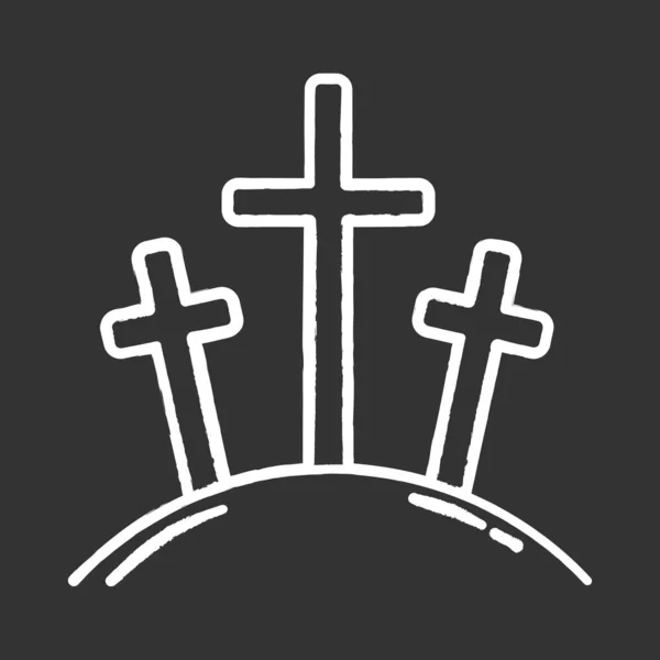 Значок Голгофы Хилл. Три креста на горе Голгофа. Кру — стоковый вектор