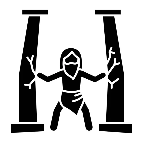 Samson bible story glyph icon. Letzter Richter. Starke Leistung — Stockvektor