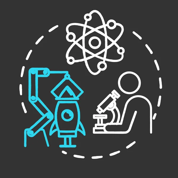 Science Museum krita koncept ikon. Bioteknik och kemi. — Stock vektor