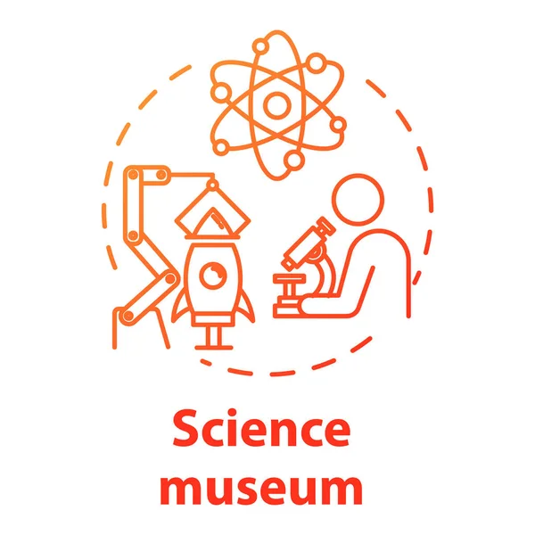 Tudományos múzeum koncepció ikon. Biotechnológia és kémia. Oktató — Stock Vector