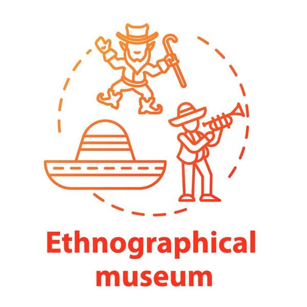 Icona del concetto di museo etnografico. Esposizione globale del patrimonio. Formiche — Vettoriale Stock