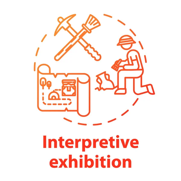 Interpretive exhibition concept icon. Archeology excavation, ant — Stock Vector