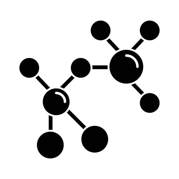 Icono de glifo de modelado de átomos. Visualización de la estructura cristalina. Molec — Vector de stock