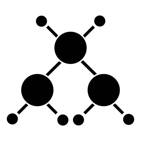 Icono de glifo molecular. Estructura cristalina. Bola molecular y palo — Vector de stock