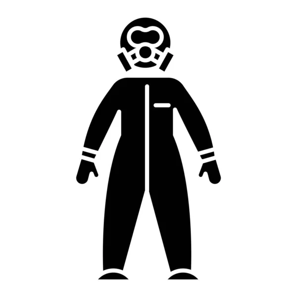 Icono de glifo de traje protector. Industrias químicas. Peligro biológico, radi — Archivo Imágenes Vectoriales