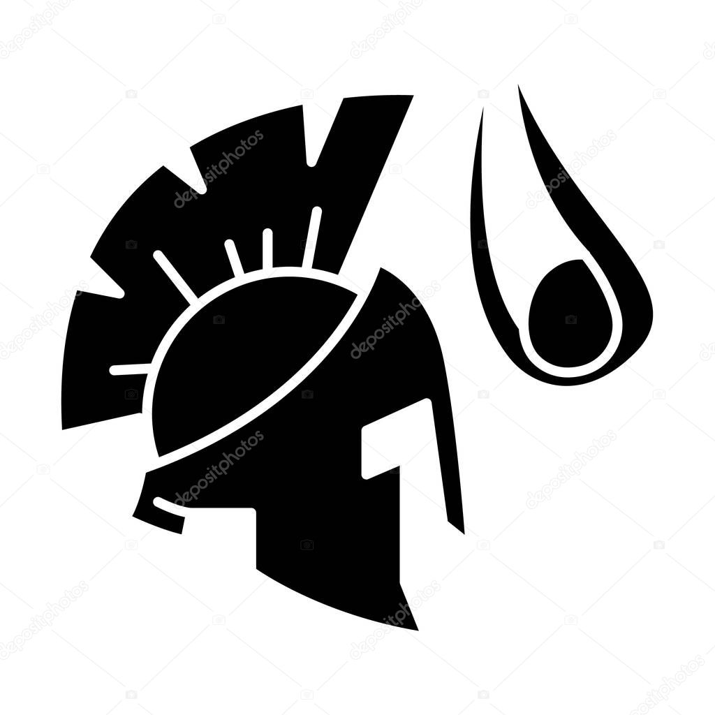 David and Goliath Bible story glyph icon. Legendary giant warrio