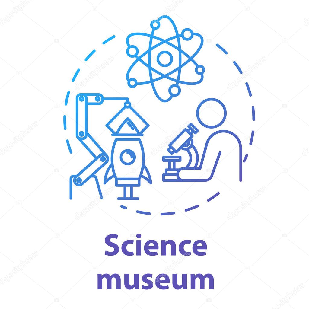 Science museum concept icon. Biotechnology and chemistry. Educat