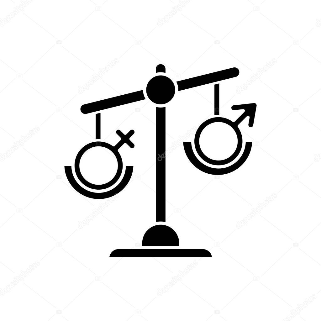 Hormone imbalance glyph icon. Female and male gender sign on sca