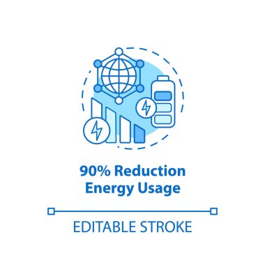 Enerji kullanımını% 90 azaltma konsepti simgesi. Gezici internet. 5G teknoloji fikri ince çizgi çizimi. Yüksek hızlı bağlantı. Kablosuz teknoloji. Vektör izole çizim. Düzenlenebilir vuruş