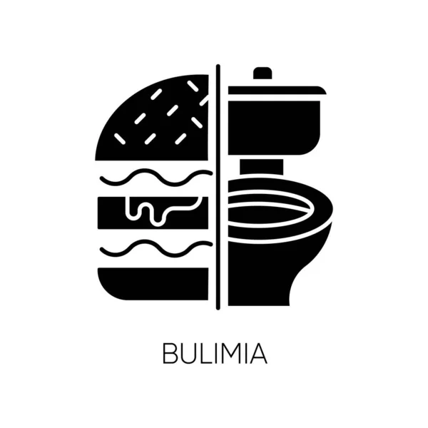 Icono Del Glifo Bulimia Trastorno Alimenticio Vómitos Comida Baño Hambre — Vector de stock