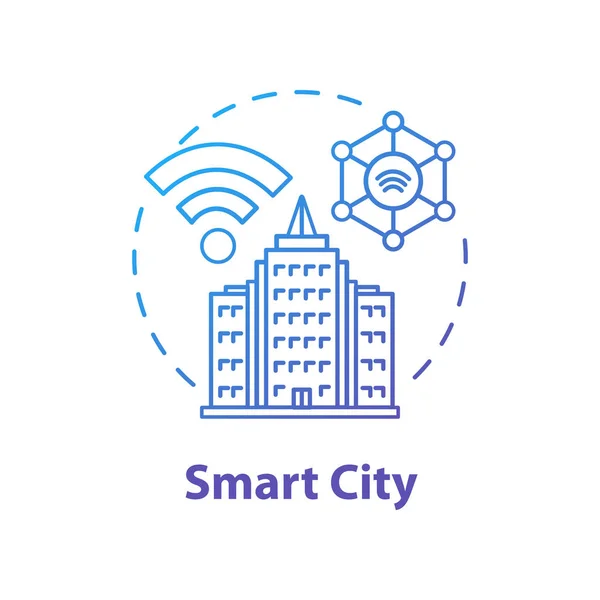 Akıllı Şehir Konsepti Ikonu Fütürist Teknoloji Teknolojisi Ince Çizgi Çizimi — Stok Vektör