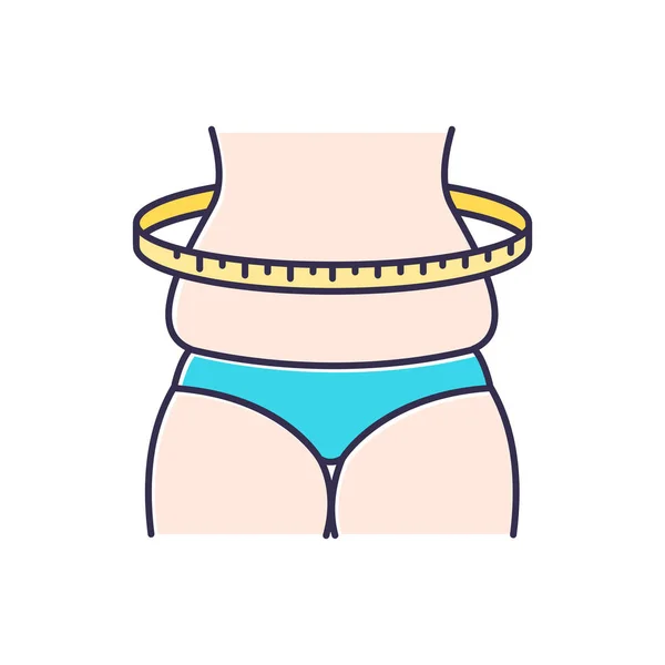 Peso Cambiare Icona Colore Misurazione Del Corpo Femminile Sovrappeso Cellulite — Vettoriale Stock