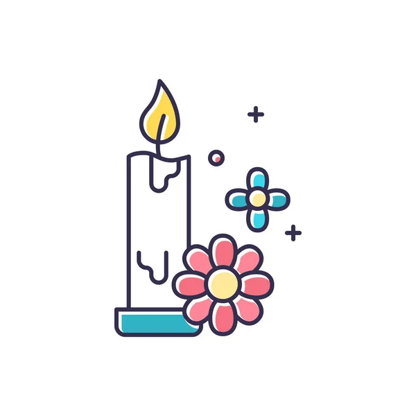 Значок Кольору Ароматерапії Квіткова Запашна Свічка Ароматизований Освіжувач Повітря Спа — стоковий вектор