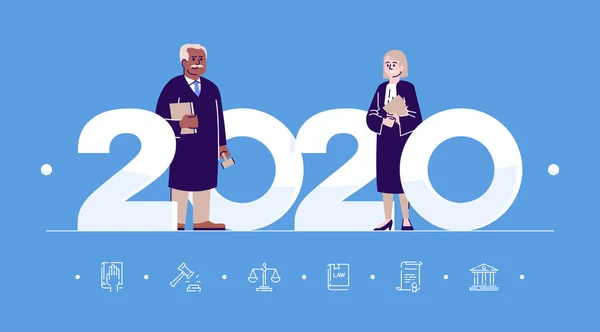 Profesiones 2020 Plantilla Vector Banner Plano Abogados Aislados Personajes Dibujos — Archivo Imágenes Vectoriales