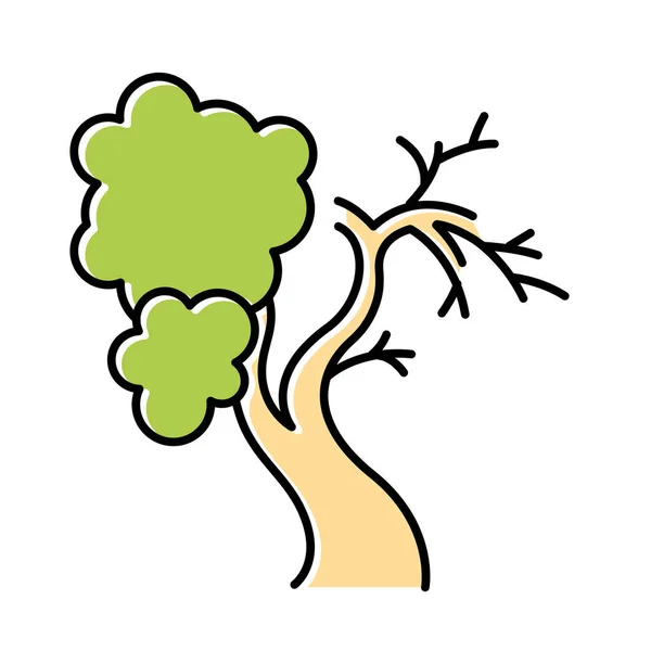 Fig tree color icon. Old half dead tree. Healthy leaved part and dying part symbol. Biblical plant of life. Bible narrative. Gospel story. Isolated vector illustration — Stock Illustration Fig Tree Color Icon Old Half Dead Tree Healthy Leaved Stock Vector