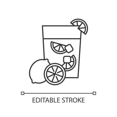 Caipirinha pikseli mükemmel doğrusal simge. Brezilya kokteyli. Alcoho