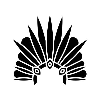 Brezilya karnaval başlığı siyah glyph ikonu. Tüylü taç