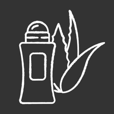 Siyah arkaplanda organik deodorant beyaz tebeşir ikonu. Bitki bebesi