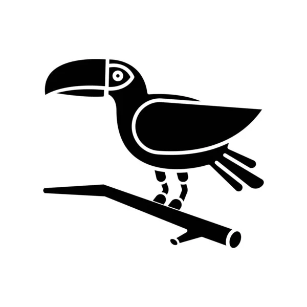 Icono de glifo negro tucán. Pájaro exótico. Fauna brasileña. Vida silvestre . — Vector de stock