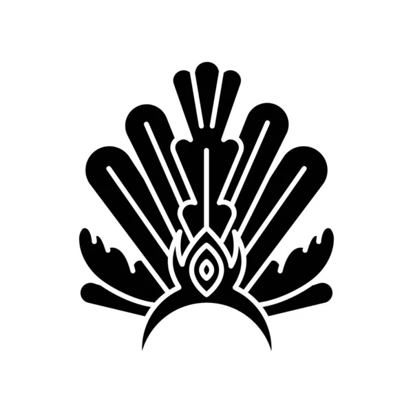 Icono de glifo negro de diadema de carnaval brasileño. Corona con plumaje — Vector de stock