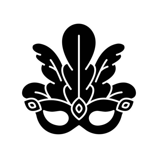 Masquerade masker zwarte glyph pictogram. Braziliaanse traditionele hoofddeksels — Stockvector