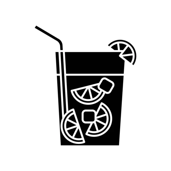 Caipirinha black glyph icon. Brazilian cocktail. Alcoholic bever — 스톡 벡터