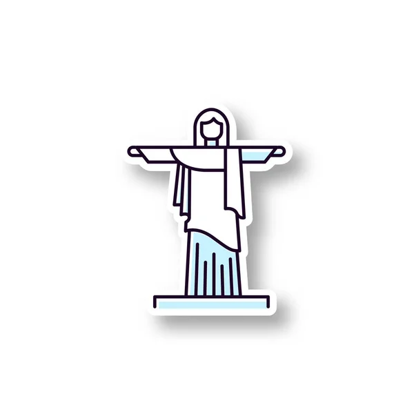 Parche de Cristo Redentor. Pegatina imprimible a color RGB. Brasil. — Archivo Imágenes Vectoriales