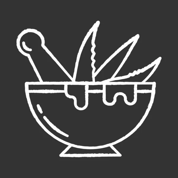 Mörser mit Stößelkreide weißes Symbol auf schwarzem Hintergrund. Getreide — Stockvektor