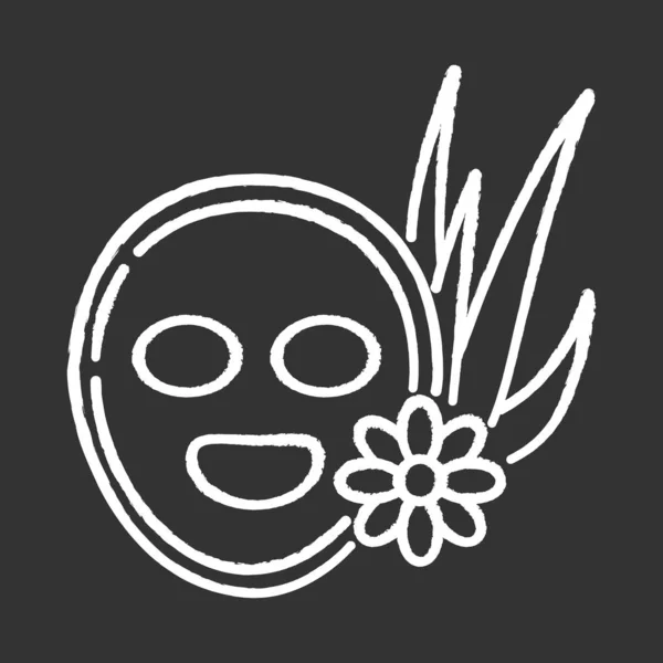 Vegan máscara facial giz ícone branco no fundo preto. Cura sk — Vetor de Stock