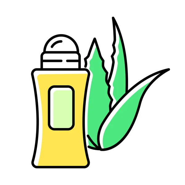 Desodorizante orgânico ícone de cor verde. Antitranspirante à base de plantas . — Vetor de Stock
