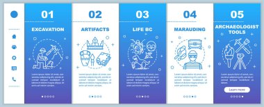 Arkeoloji mobil web sayfalarının vektör şablonunu yüklüyor. Tarihsel