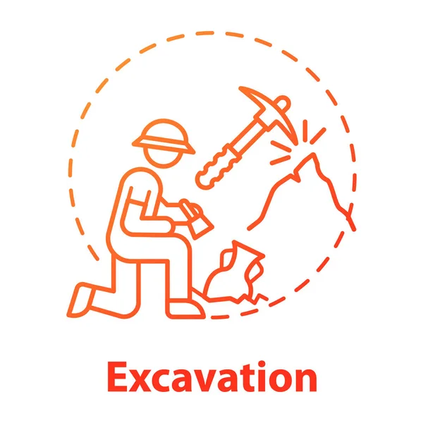 Icône concept d'excavation. Expédition archéologique. Historique r — Image vectorielle